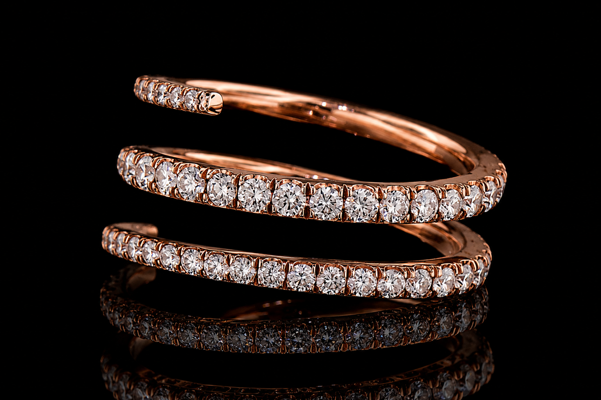 Rose Gold Diamond Spiral Ring (band116)