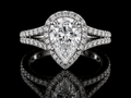 Pear Shape Diamond Halo Split Shank Ring (eng007)