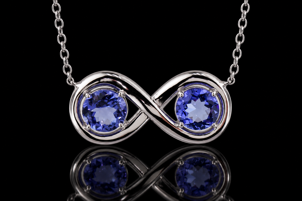14K White Gold Tanzanite Infinity Necklace (pend116)