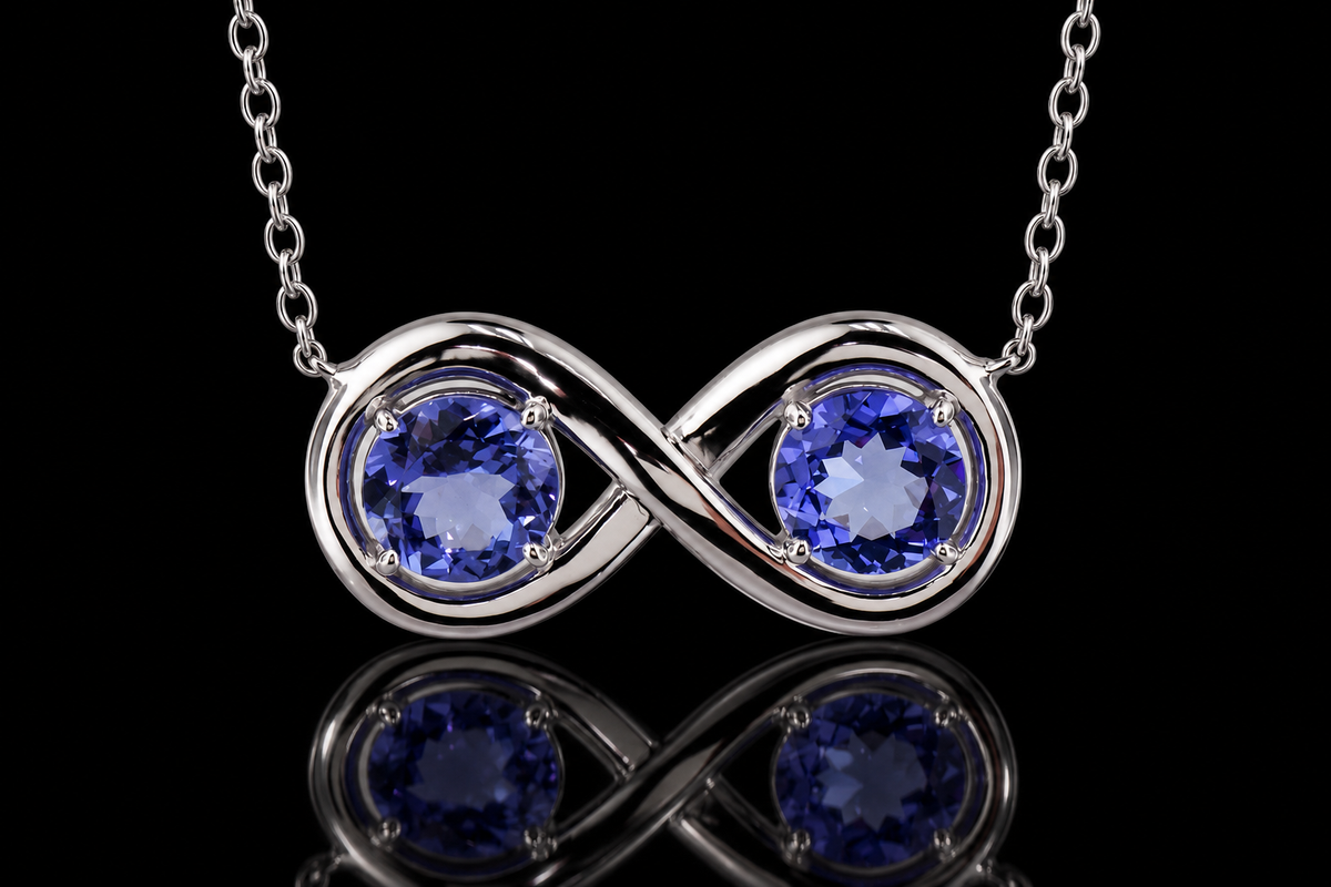 14K White Gold Tanzanite Infinity Necklace (pend116)