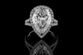 Pear Shaped Diamond Halo Ring with Split Pavé Band (eng529)