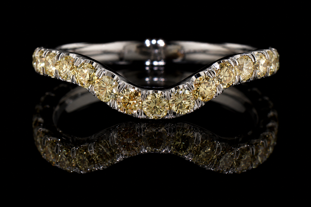 Yellow Diamond Chevron Wedding Band (band010)