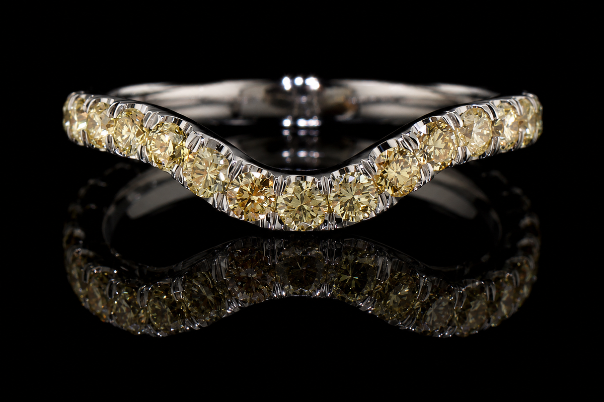 Yellow Diamond Chevron Wedding Band (band010)