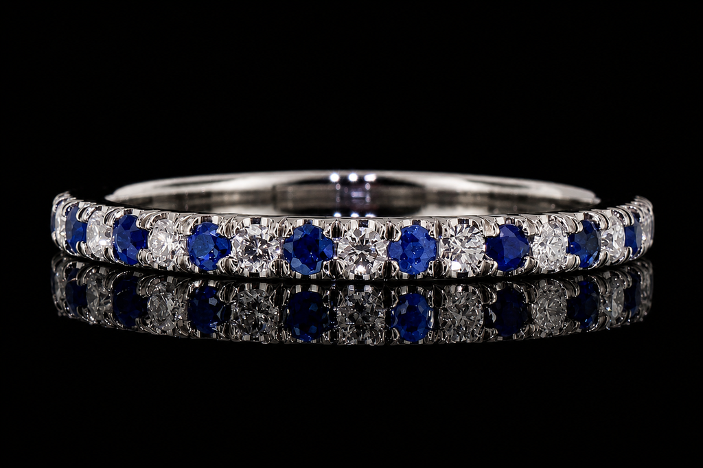 Diamond & Blue Sapphire Platinum Band (band113)