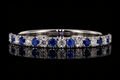 Diamond & Blue Sapphire Platinum Band (band113)