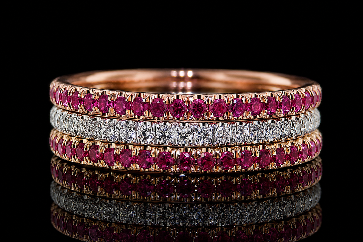 Multi-Color Gemstone Stackable Bands (band065)