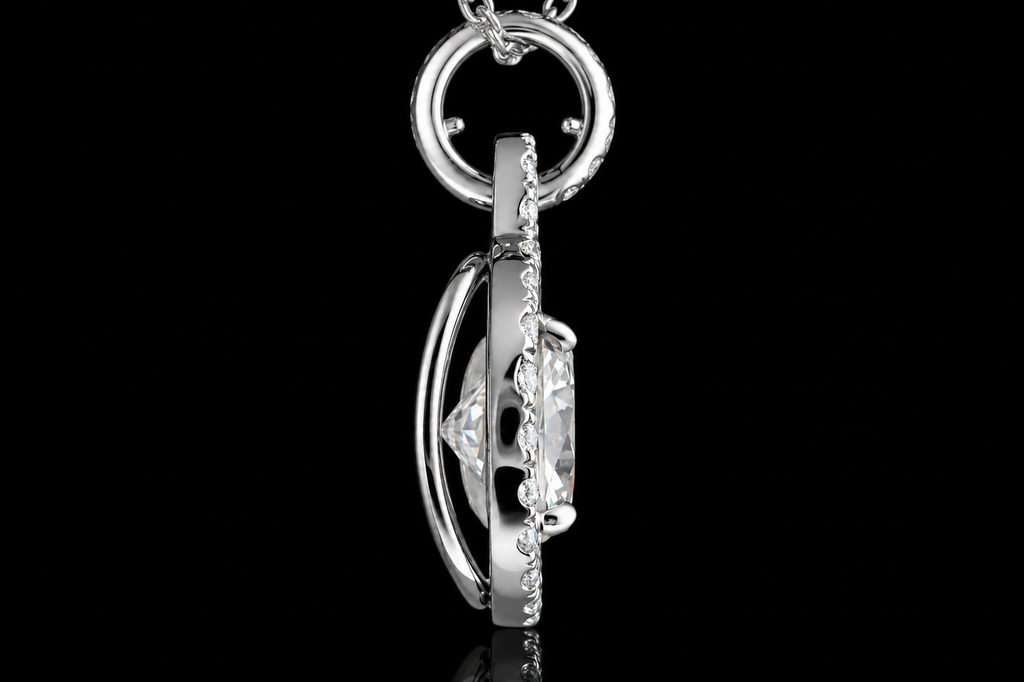 White Gold Round Diamond Halo Pendant (pend014)