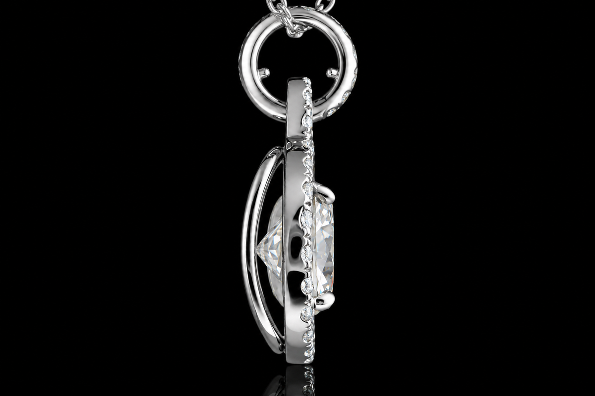 White Gold Round Diamond Halo Pendant (pend014)