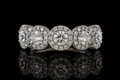 Platinum Five-Stone Halo Diamond Ring (band139)