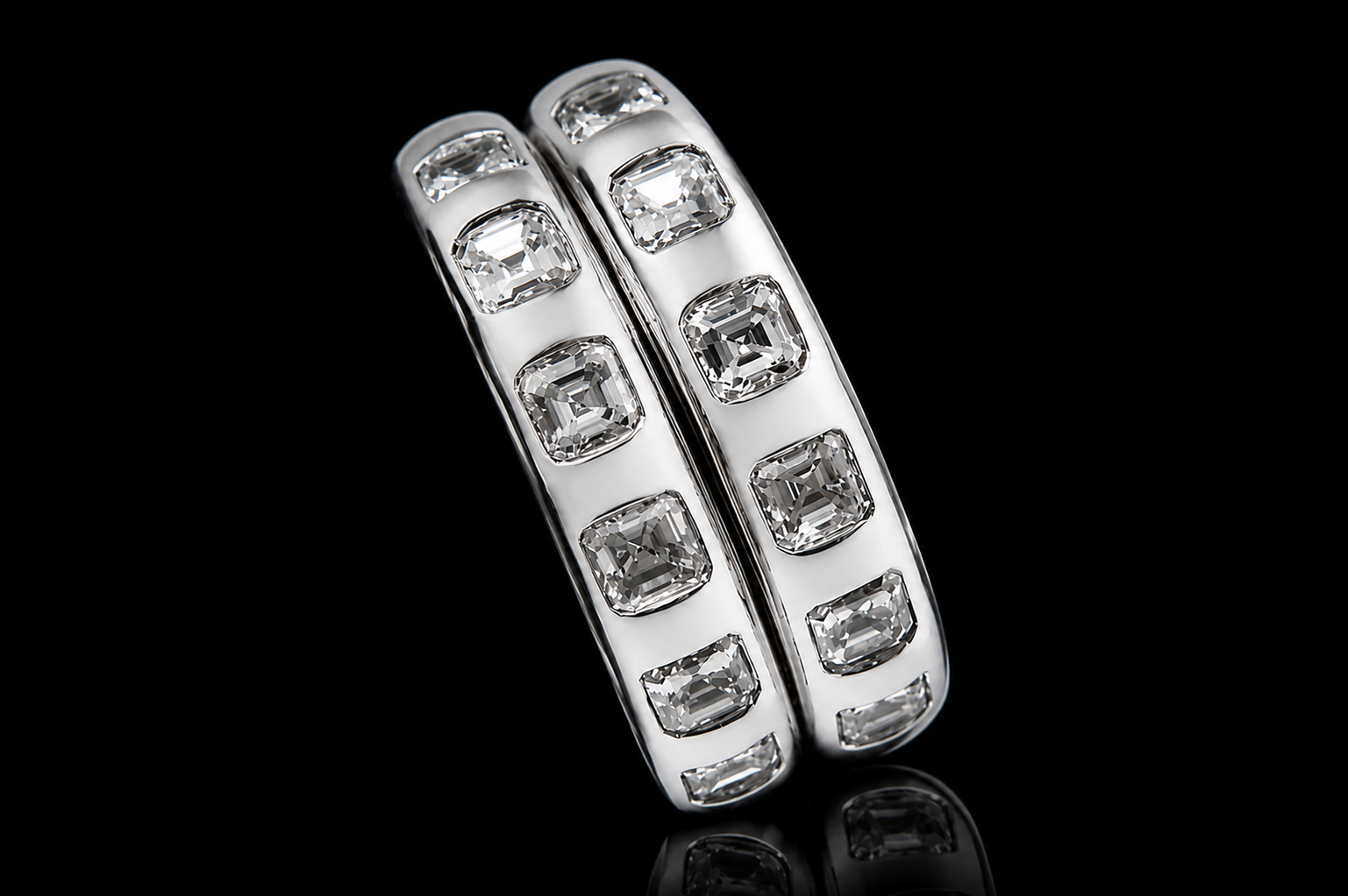 Asscher Cut Diamond Platinum Eternity Band (band081)