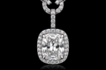 Cushion Diamond Halo Pendant Necklace (pend049)