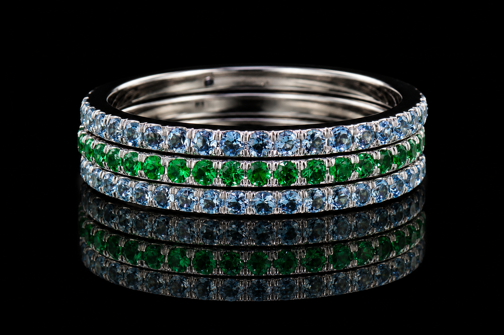 Colored Gemstone Stackable Rings (band011)