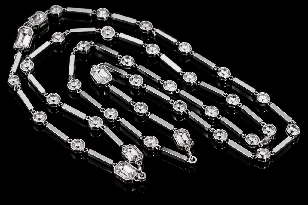Diamond & Bar Long Necklace (pend026)