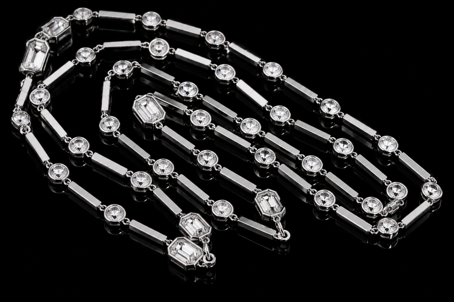 Diamond & Bar Long Necklace (pend026)