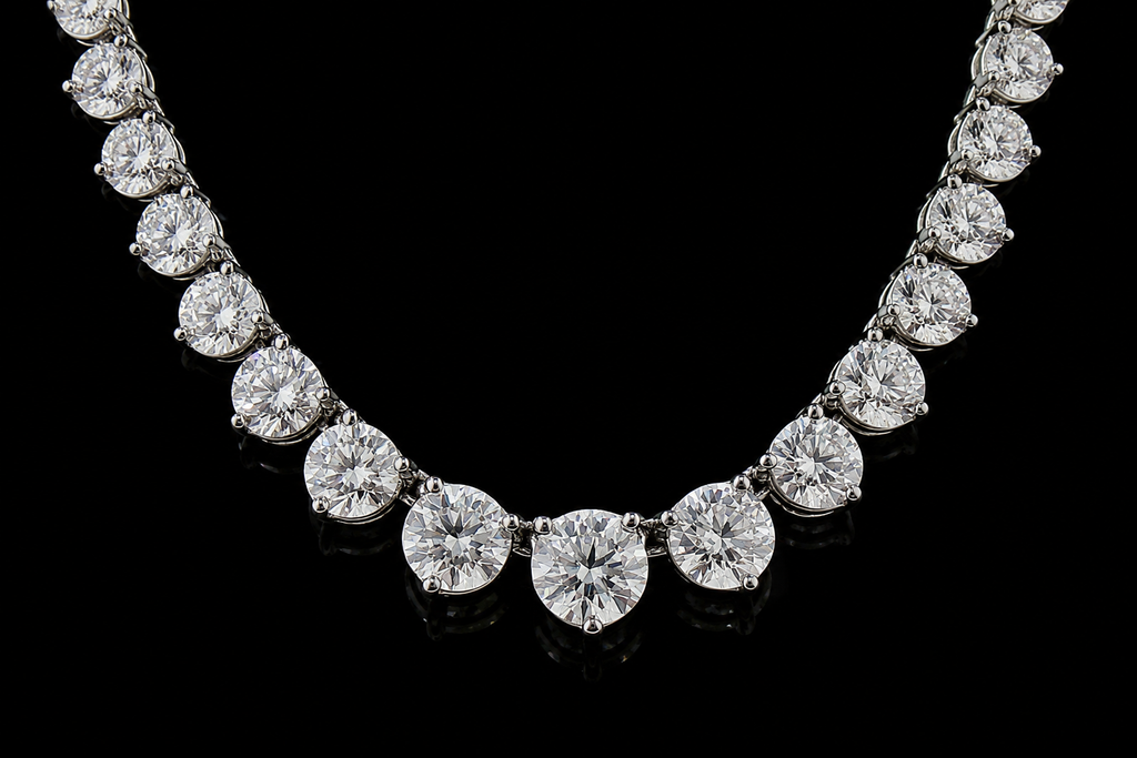 Graduated Three-Prong Diamond Tennis Necklace (pend061)