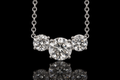 14K White Gold Three-Stone Diamond Necklace (pend103)