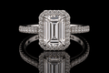 Emerald Cut Diamond Halo Engagement Ring (eng042)