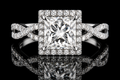 Princess Cut Diamond Halo Twisted Split Shank Engagement Ring (eng029)