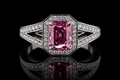 Emerald Cut Pink  Diamond Halo Split Shank Ring (eng129)