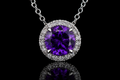 14K White Gold Amethyst & Diamond Halo Pendant (pend004)