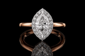 Rose Gold Marquise Diamond Halo Ring (eng498)