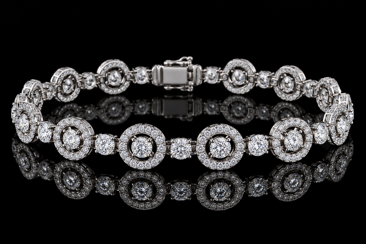 Diamond Halo Link Bracelet (brac014)