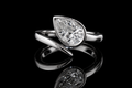 Pear Shaped Bezel Diamond Bypass Ring with Pavé Accents (eng493)
