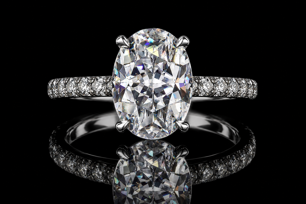 Oval Diamond Halo Engagement Ring (eng342)