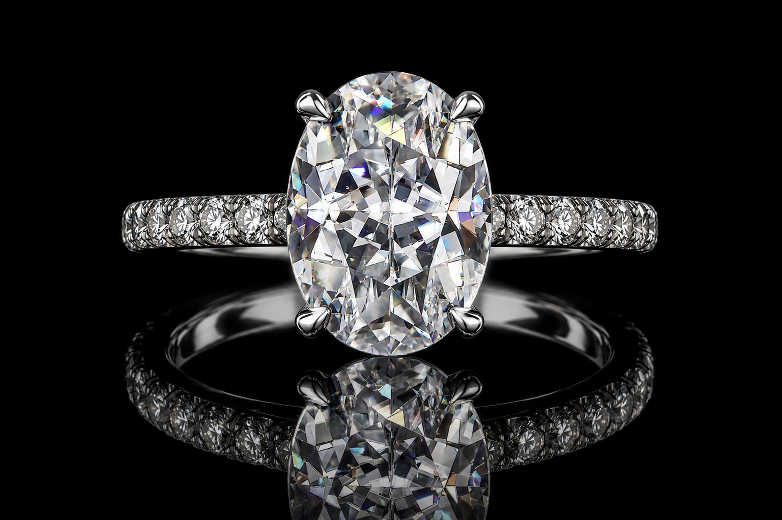 Oval Diamond Halo Engagement Ring (eng342)