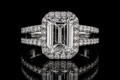 Emerald Cut Halo Engagement Ring (eng379)