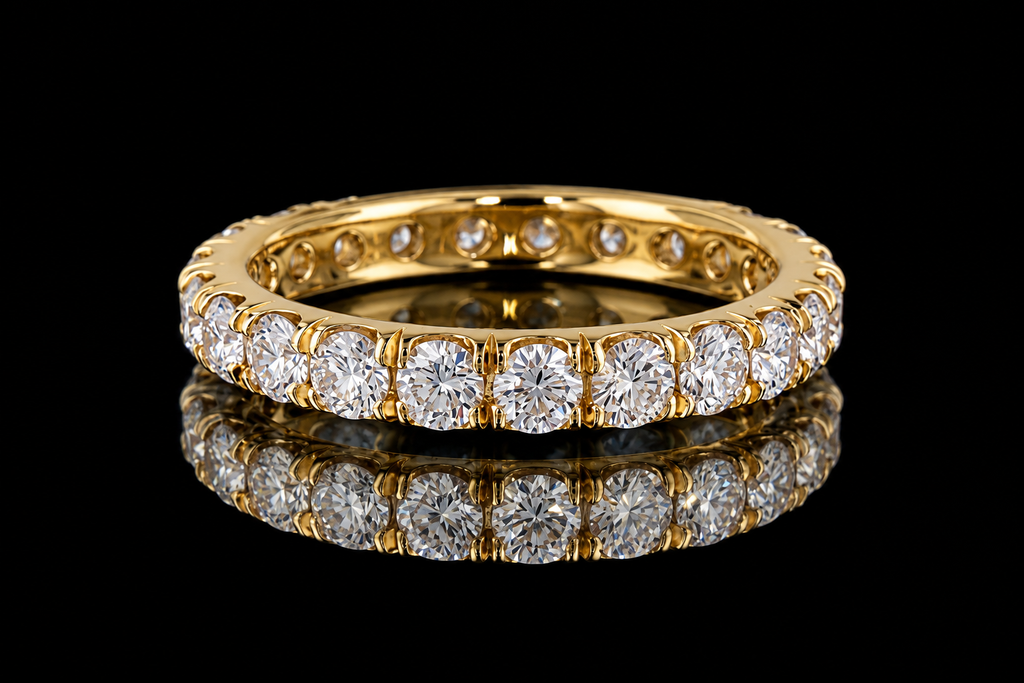 Yellow Gold Round Brilliant Diamond Micropavé Eternity Band (band178)