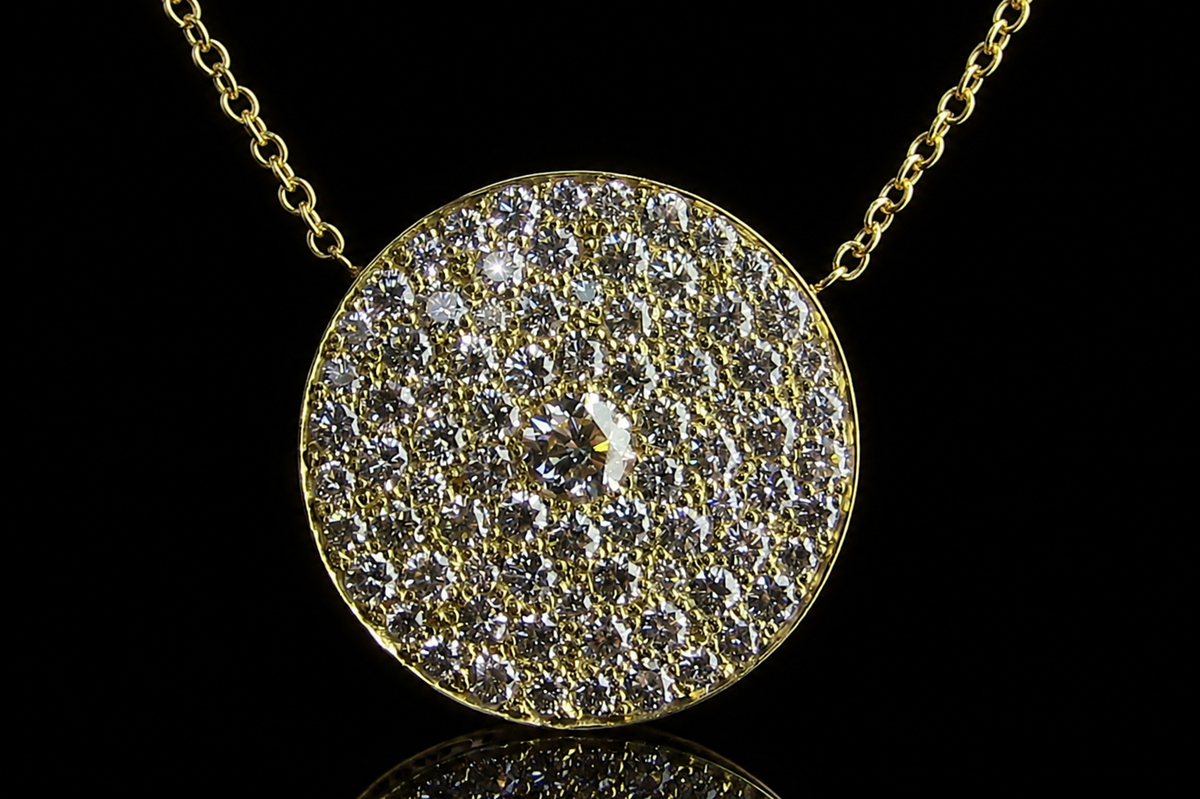 Diamond Pavé Disc Necklace (pend054)