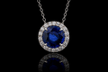 Sapphire Micropavé Diamond Halo Pendant (pend078)