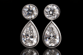 Bezel-Set Round & Pear Diamond Drop Earrings (ear026)