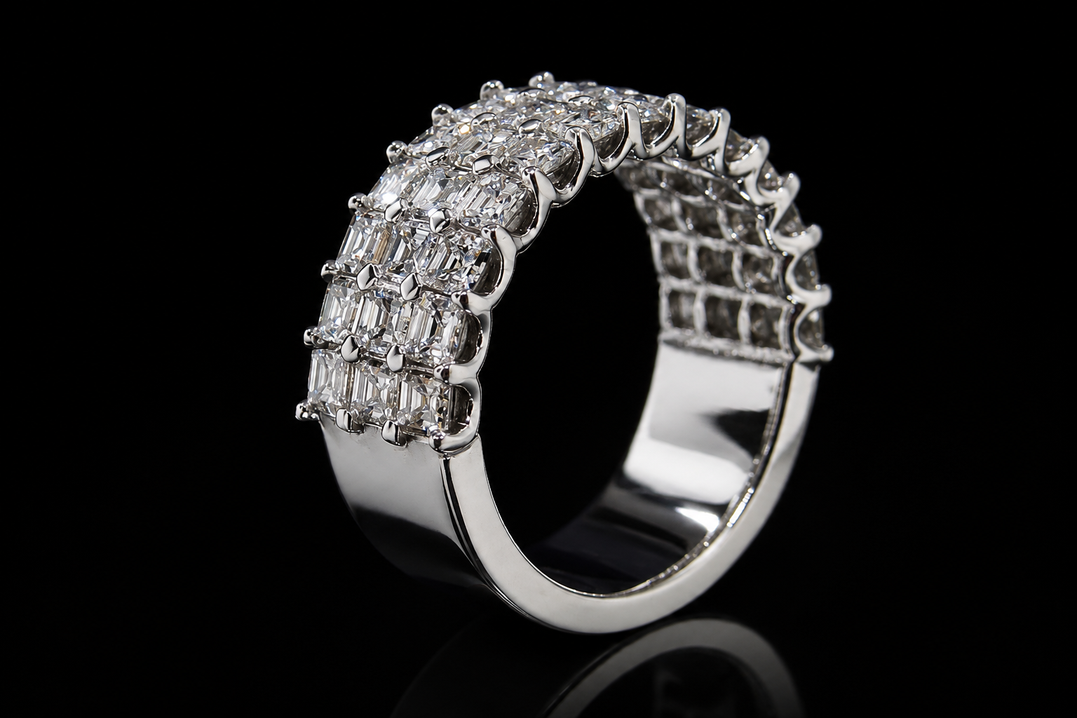 Three-Row Asscher-Cut Diamond Band (band040)
