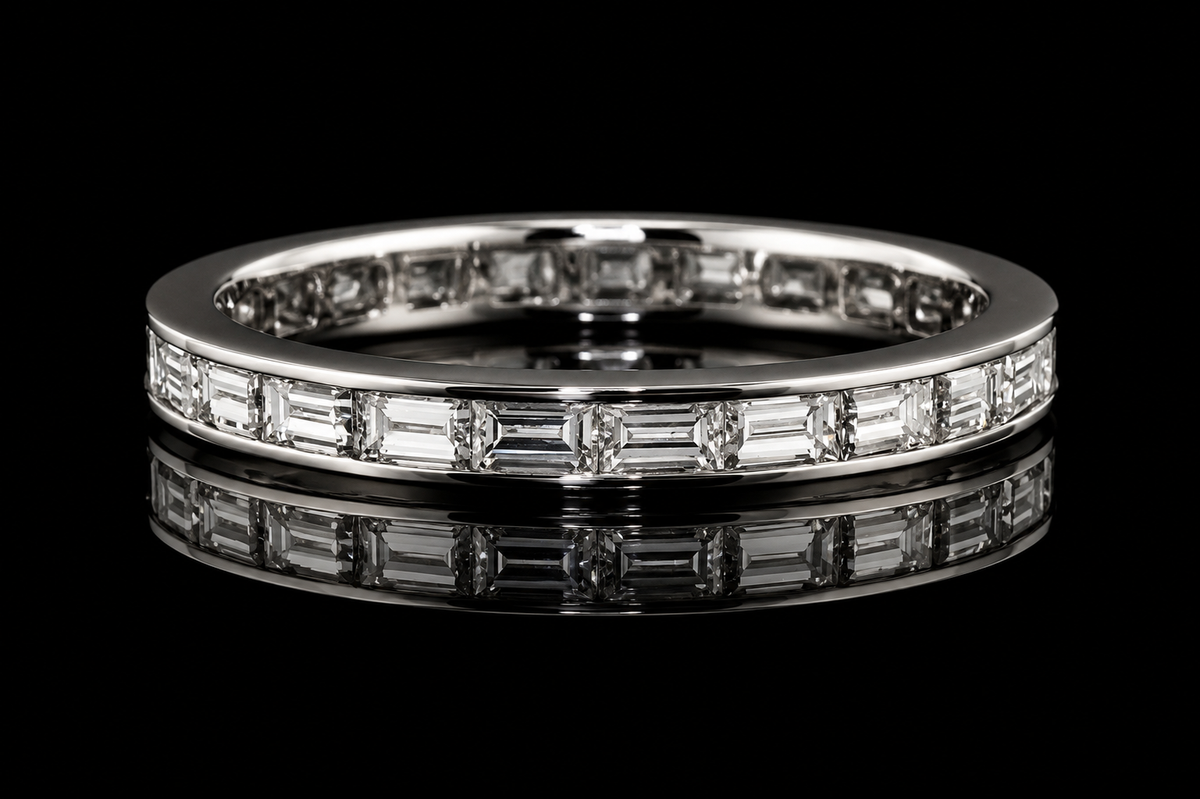 Platinum Channel-Set Baguette Diamond Eternity Band (band147)
