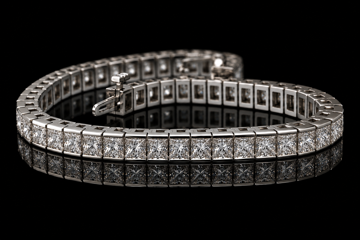 Princess-Cut Diamond Tennis Bracelet (brac028)