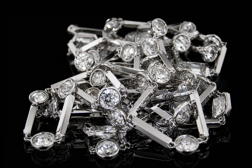 Diamond & Bar Long Necklace (pend026)