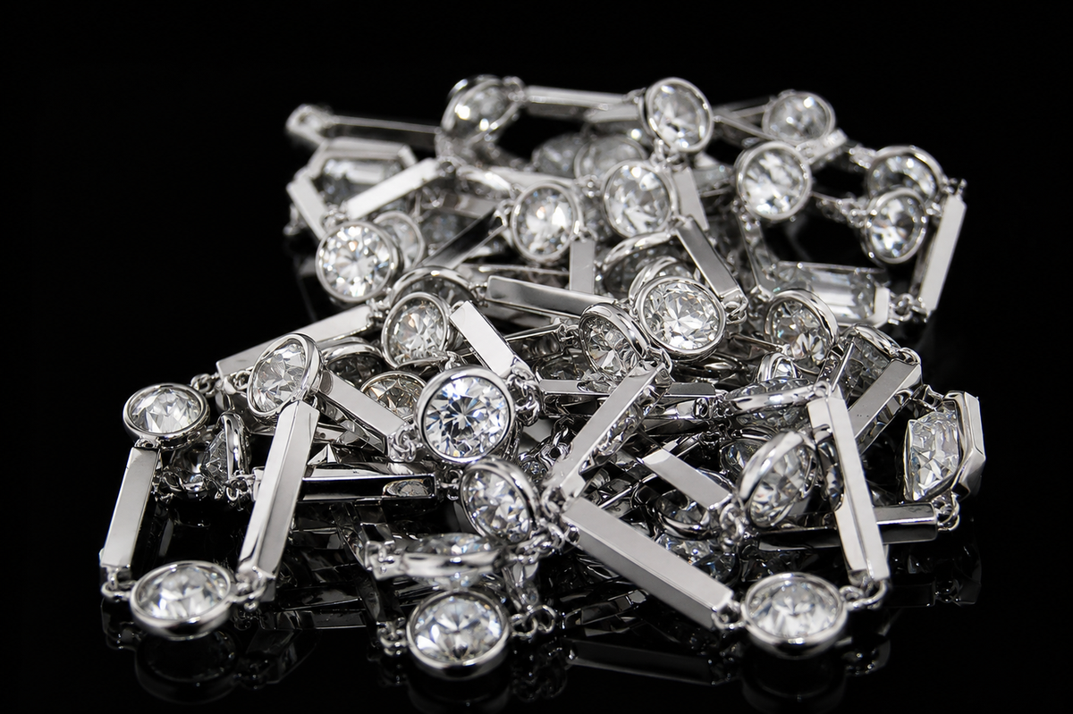 Diamond & Bar Long Necklace (pend026)