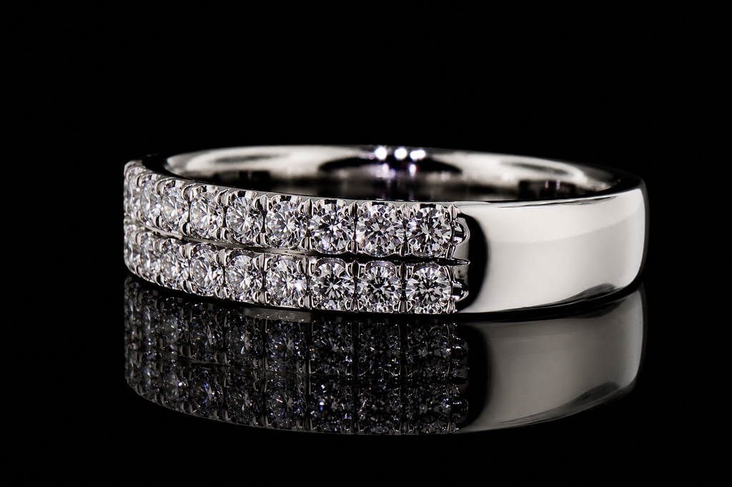 Two-Row Micropavé Diamond Platinum Band (band111)