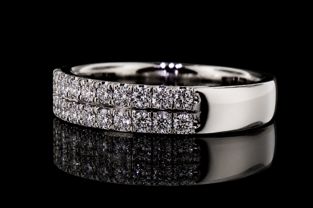 Two-Row Micropavé Diamond Platinum Band (band111)