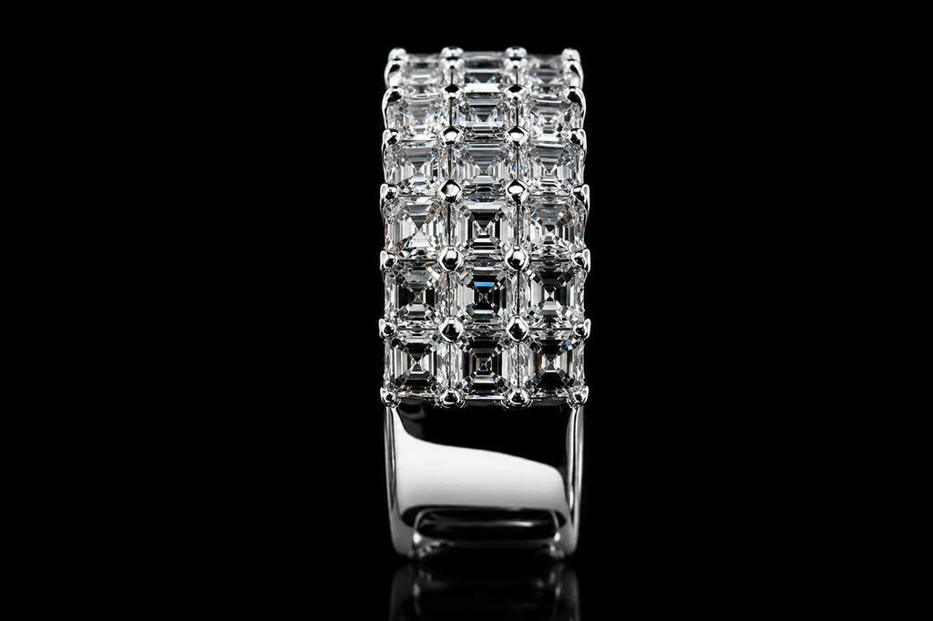 Three-Row Asscher-Cut Diamond Band (band040)