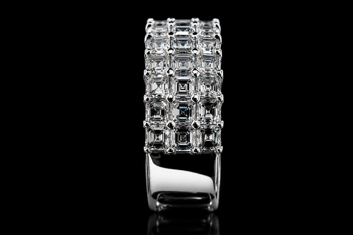 Three-Row Asscher-Cut Diamond Band (band040)