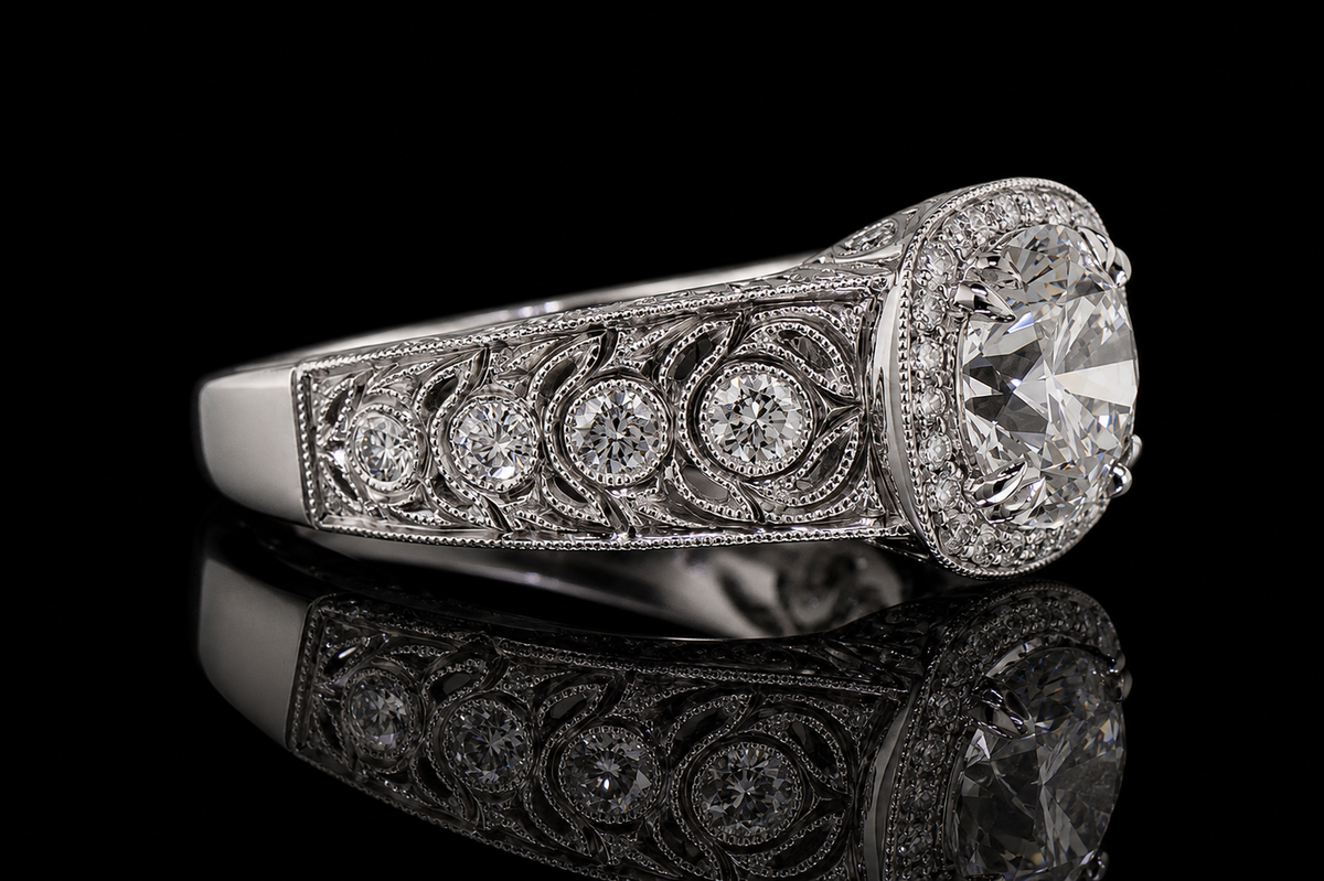 Vintage Halo Diamond Engagement Ring (eng417)