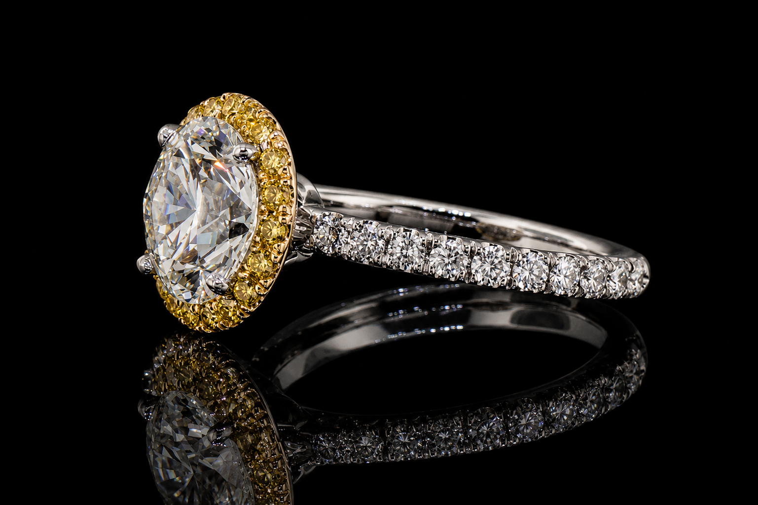 Yellow Halo Diamond Engagement Ring (eng407)