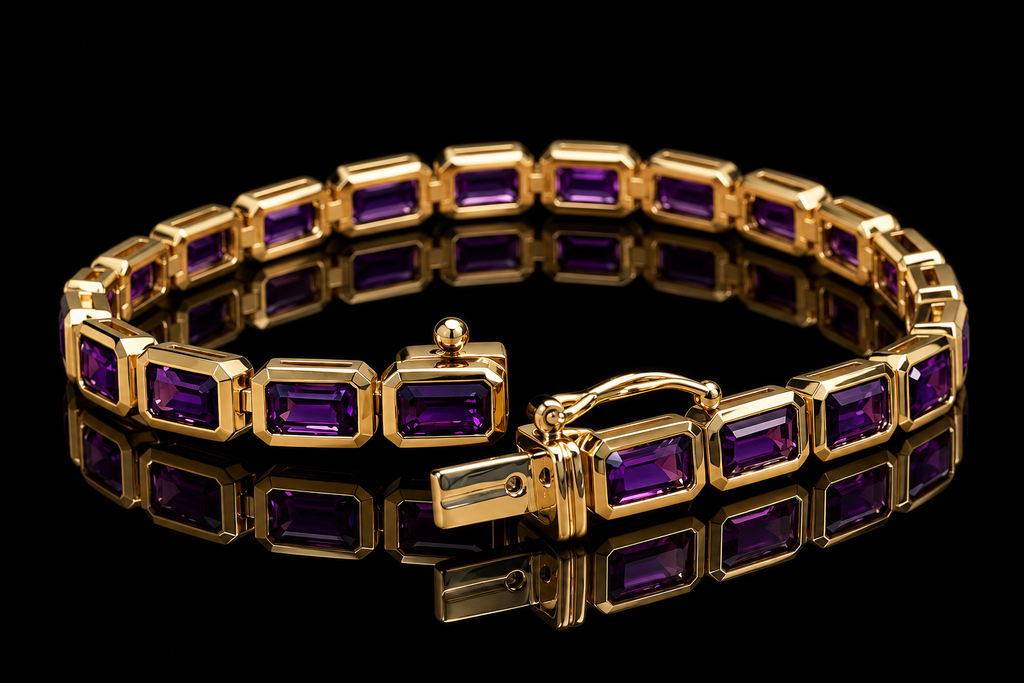 Emerald-Cut Amethyst Link Bracelet
