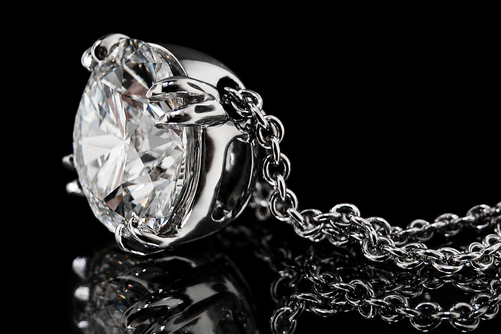 Round Diamond Double Claw Prong Pendant (pend050)