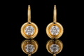 Bezel-Set Diamond Leverback Earrings (ear074)