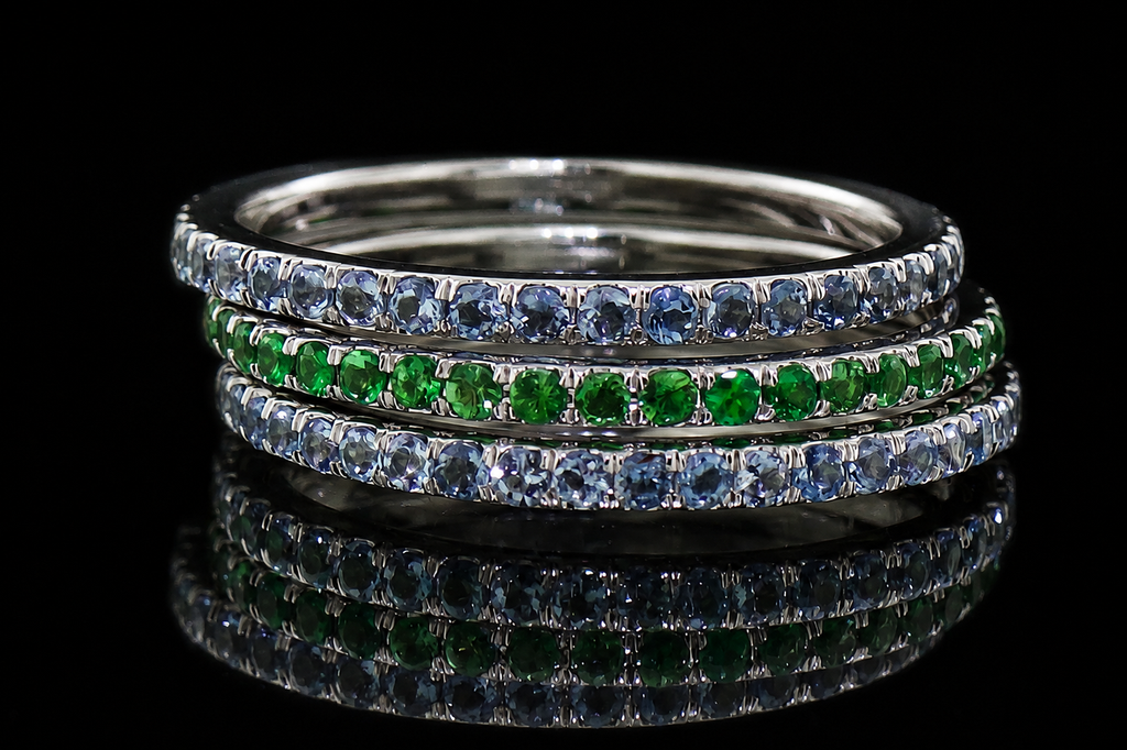 Colored Gemstone Stackable Rings (band011)