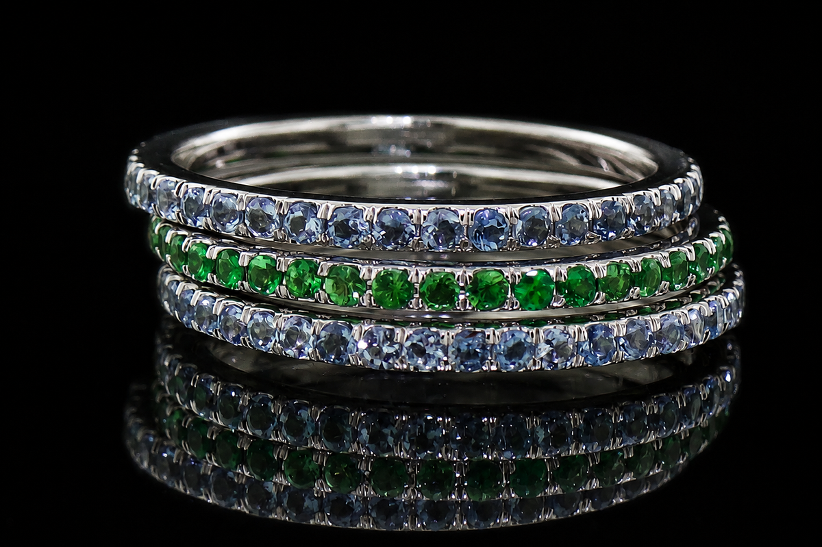Colored Gemstone Stackable Rings (band011)